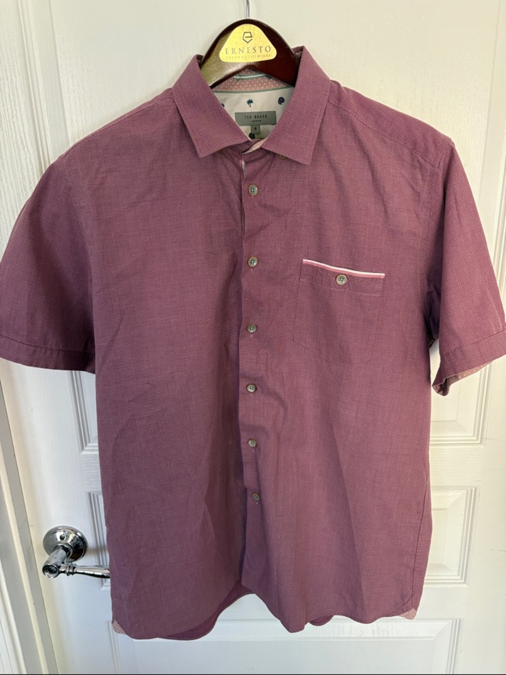 Ted Baker Short-Sleeve Button-Down Shirt in Plum